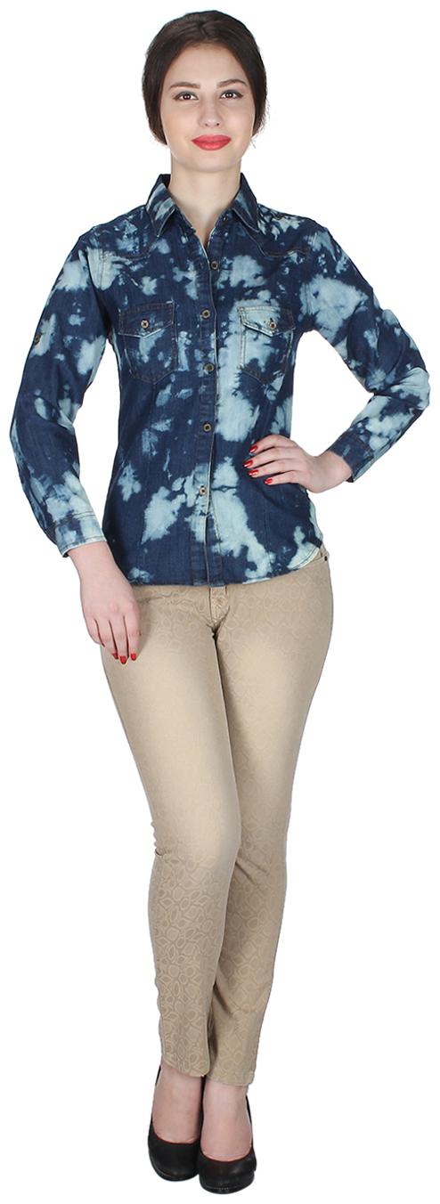 

Trendy frog Women Blue Printed Regular Fit Shirt