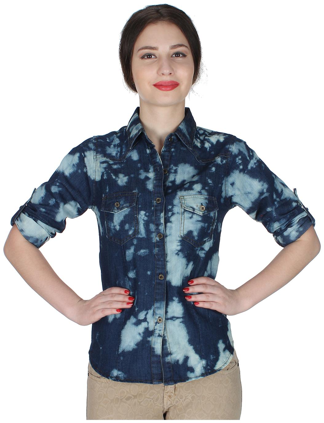 

Trendy frog Women Blue Solid Regular Fit Shirt