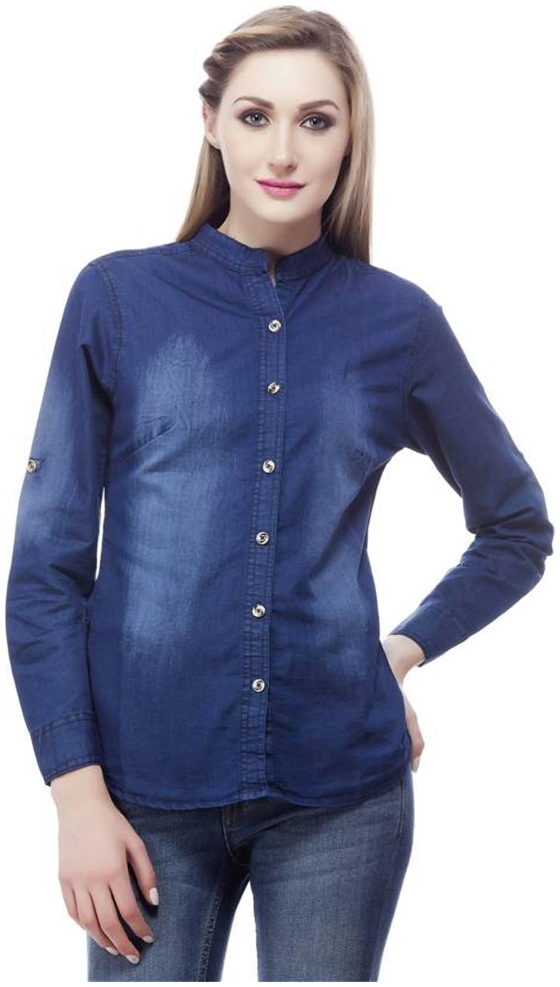 

Trendy frog Women Blue Printed Regular Fit Shirt