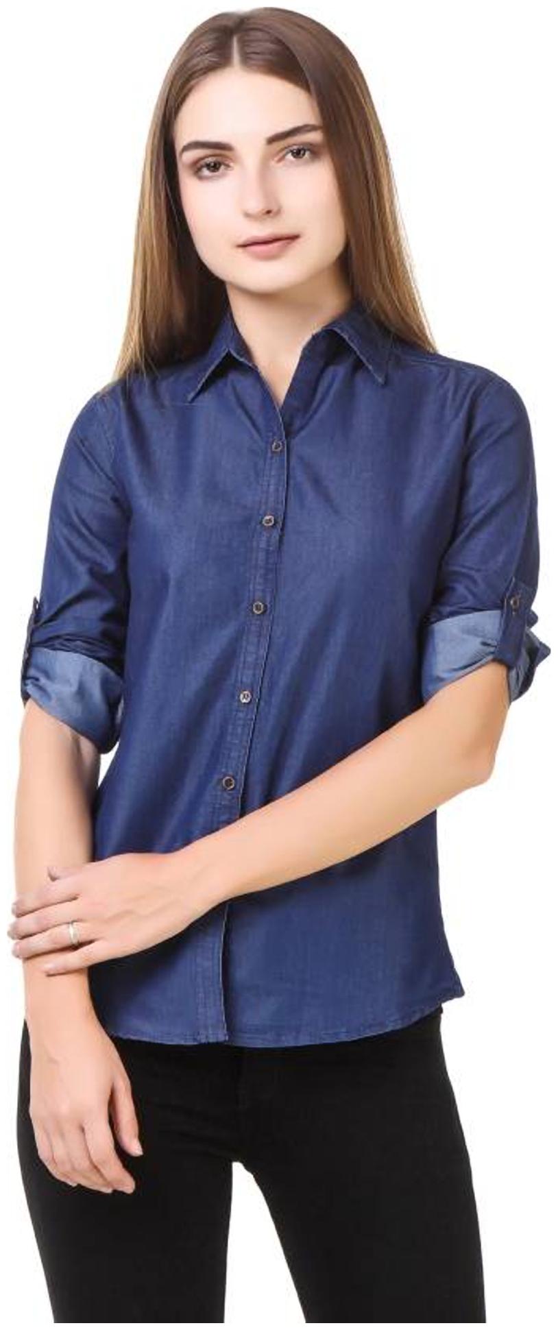 

Trendy frog Women Blue Printed Regular Fit Shirt