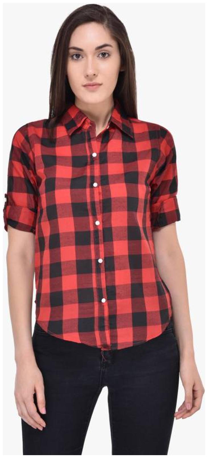 

Trendy frog Women Red Solid Regular Fit Shirt