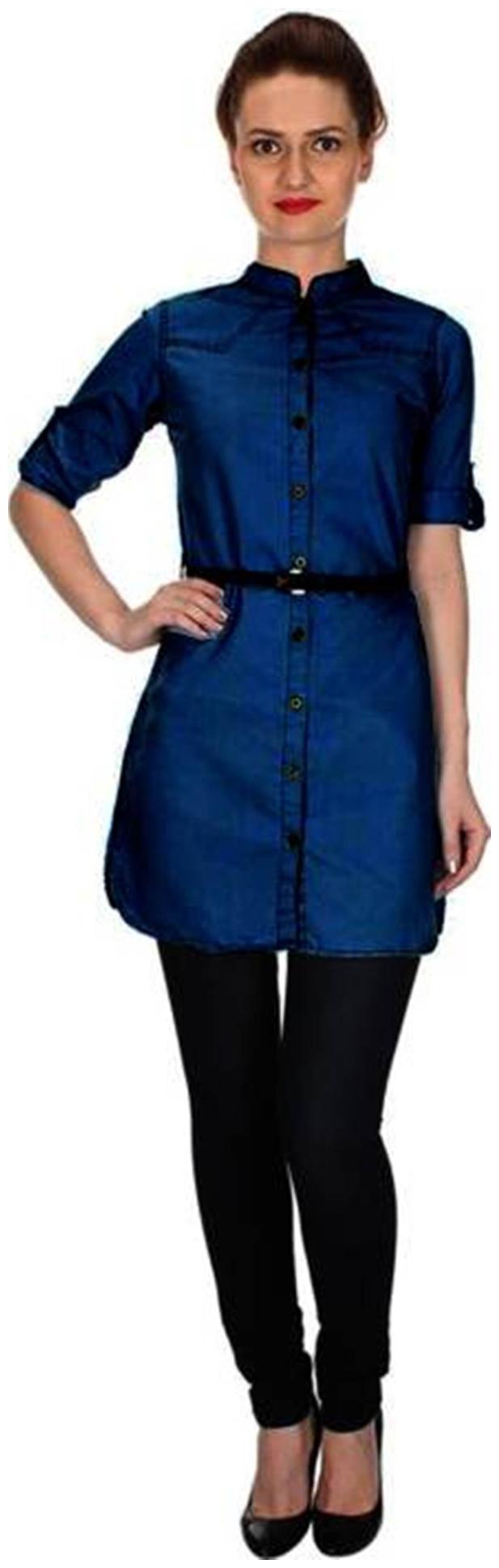 

Trendy frog Women Blue Printed Regular Fit Shirt