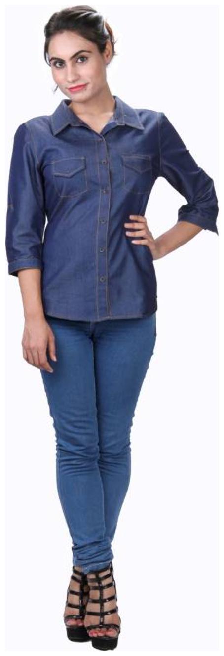 

Trendy frog Women Blue Solid Regular Fit Shirt