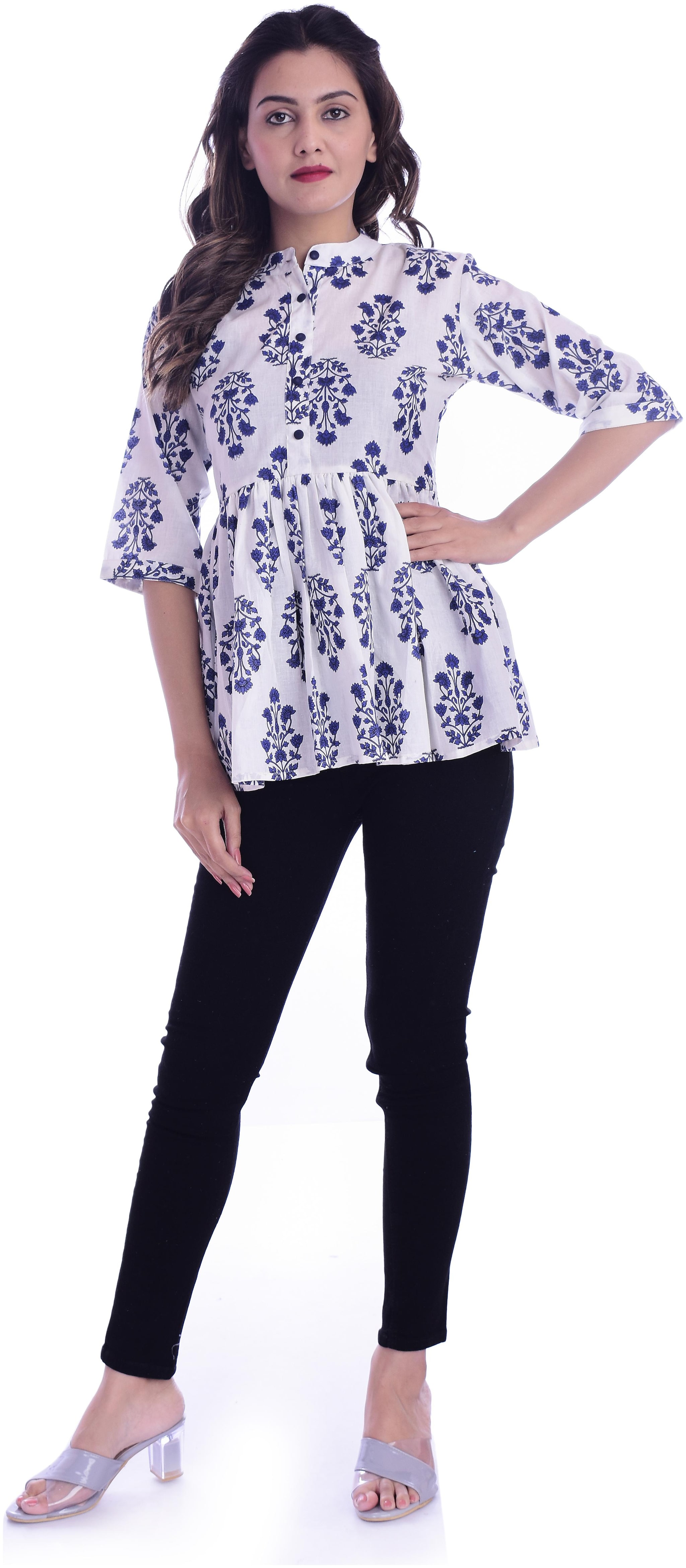 

The Mini NEEDLE Women Printed Fusion top - White