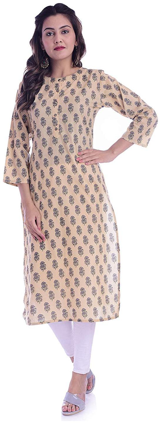 

The Mini NEEDLE Women Cream Printed Straight Kurta