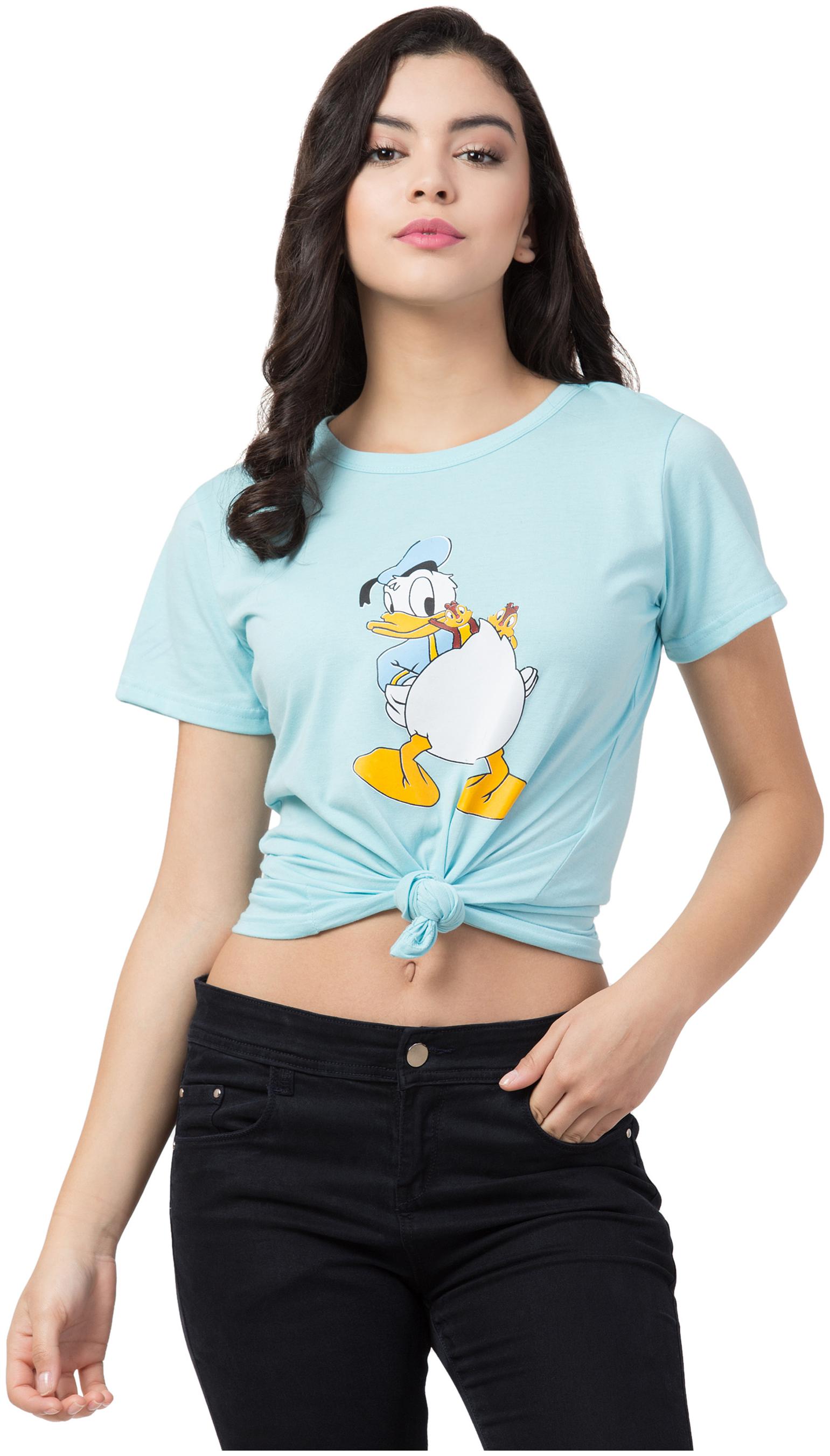 

Trendyford Women Blue Regular fit Round neck Cotton T shirt