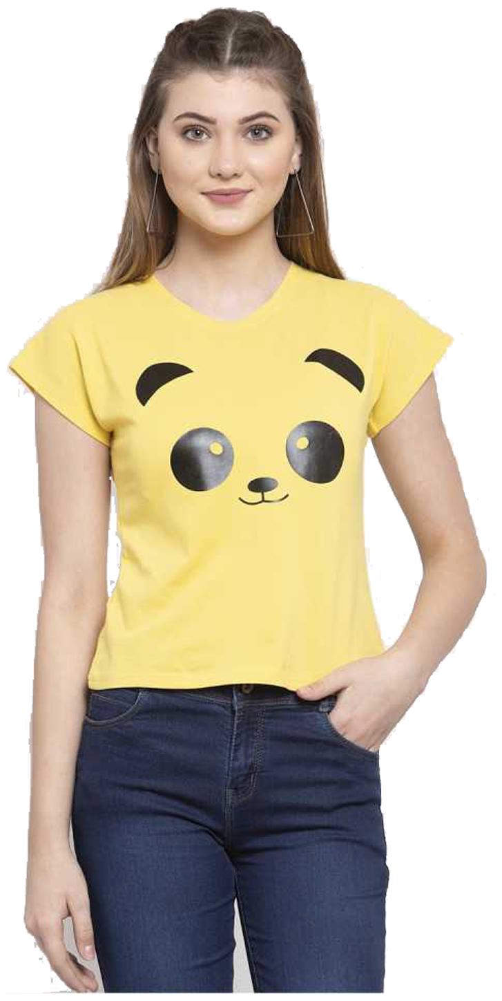 

Trendyford Women Yellow Regular fit Round neck Cotton T shirt
