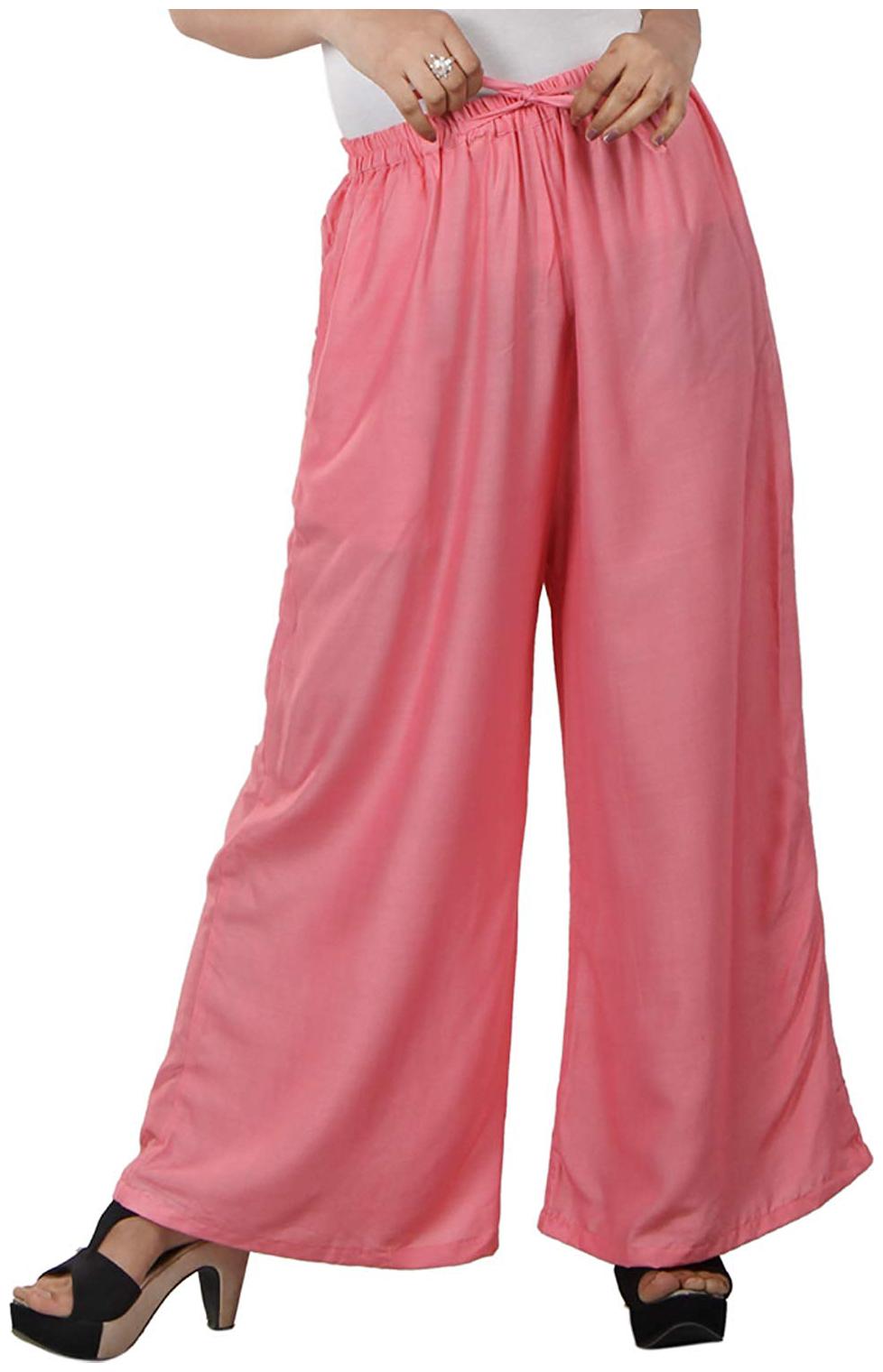 

Trendzmy Pink Solid Flared Palazzo