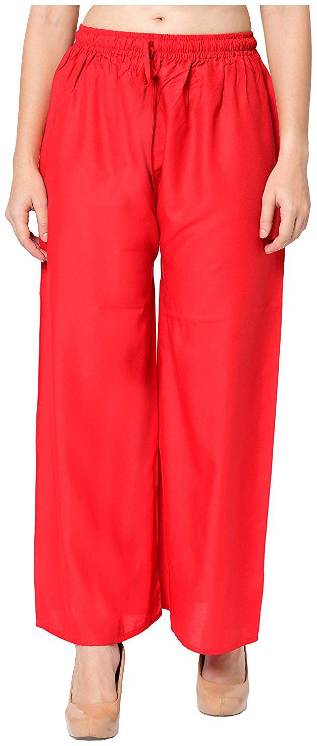

Trendzmy Red Solid Flared Palazzo