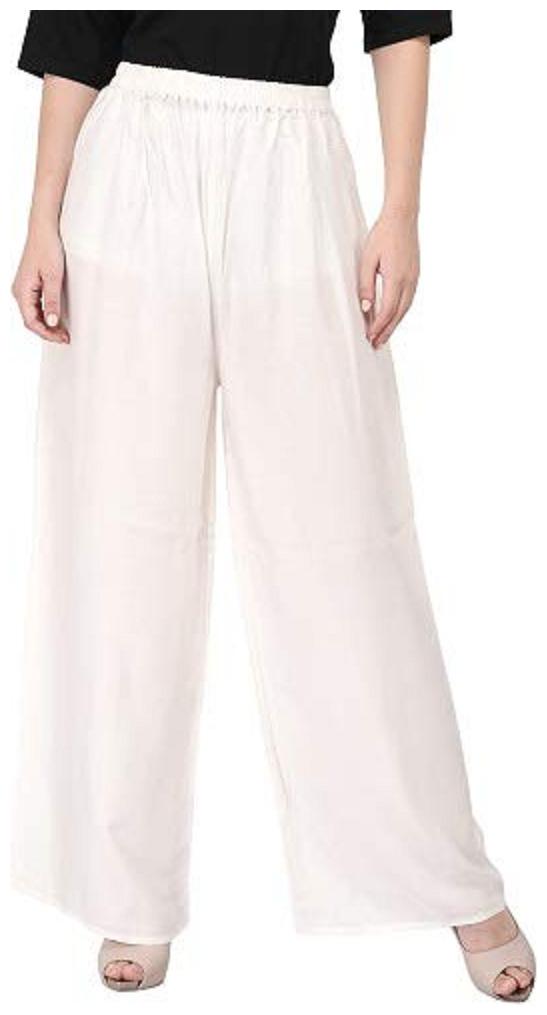 

Trendzmy White Solid Flared Palazzo