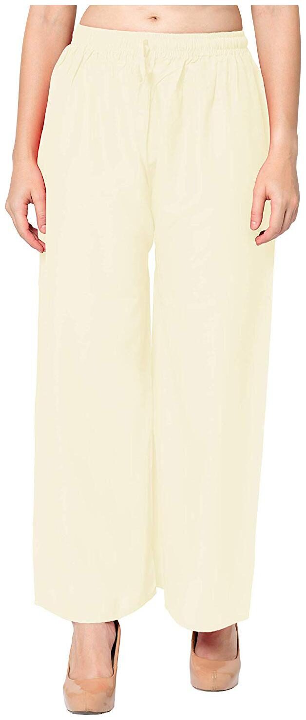 

Trendzmy Cream Solid Flared Palazzo