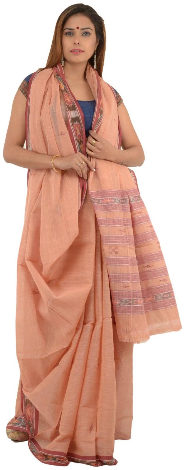 

Tribes India orange Cotton Saree