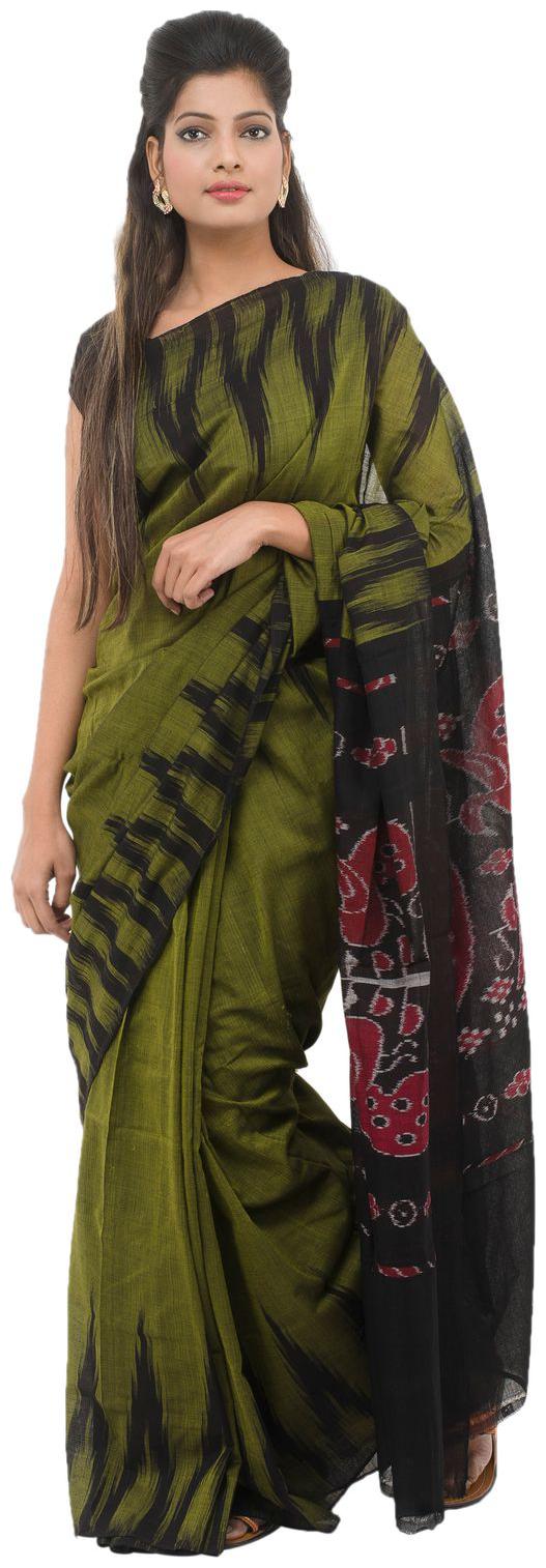 

Tribes India Green Cotton Saree