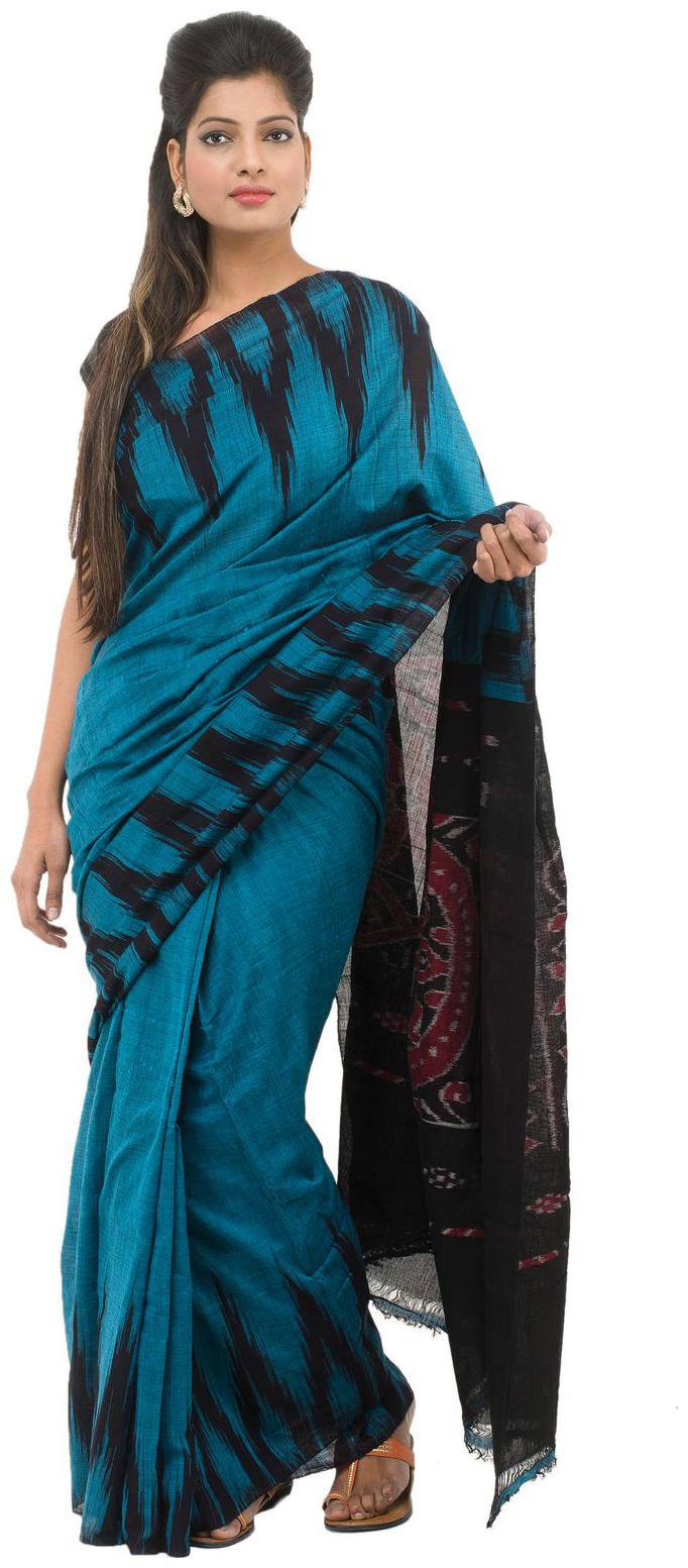 

Tribes India Blue Cotton Saree