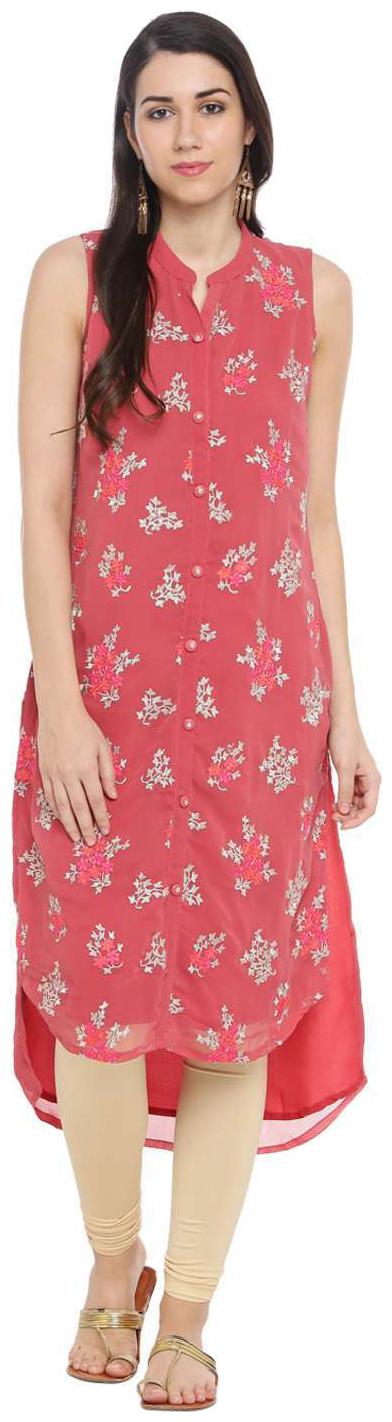 

Trishaa By Pantaloons Women Pink Abstract Straight Kurta With Pants