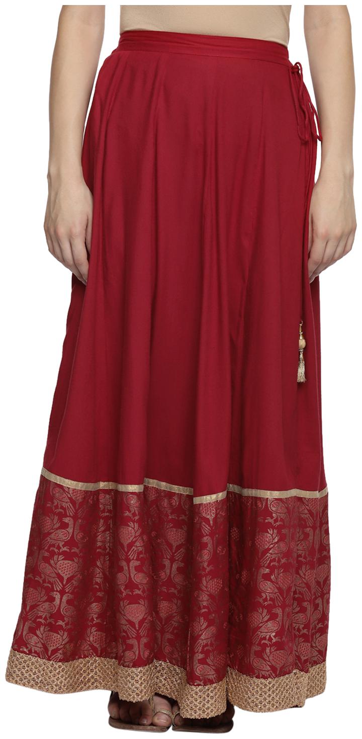 

Trishaa By Pantaloons Embroidered Flared skirt Maxi Skirt - Red
