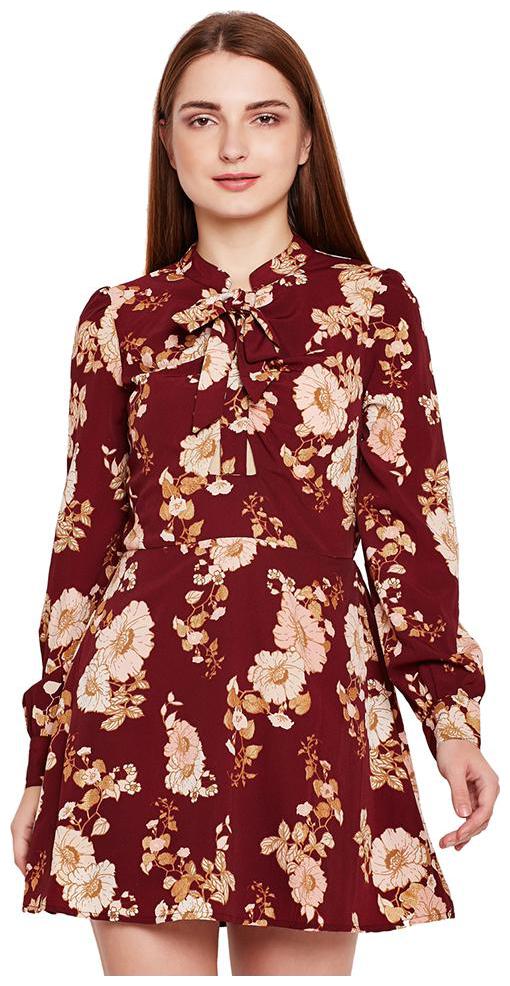 

OXOLLOXO Maroon Printed A-line dress