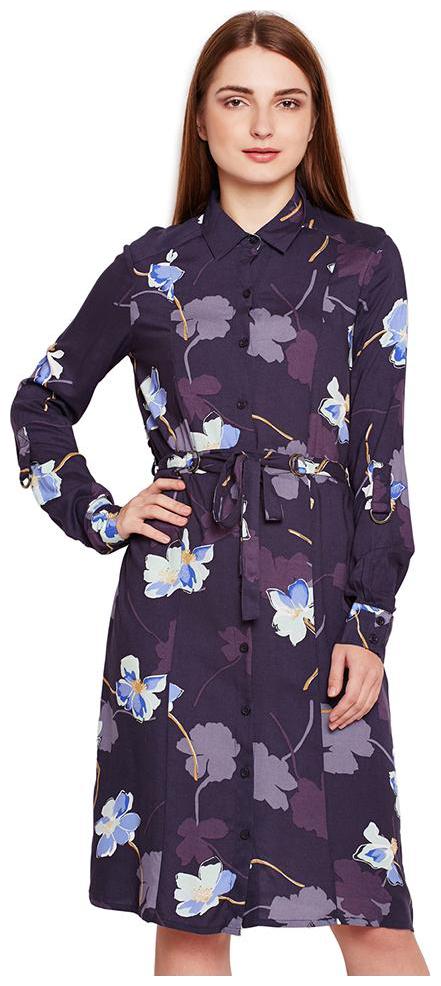 

OXOLLOXO Purple Printed Shirt dress