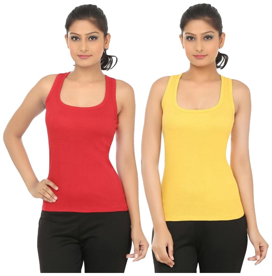 

Trudam Red Yellow Camisole Tank Top Pack of 2