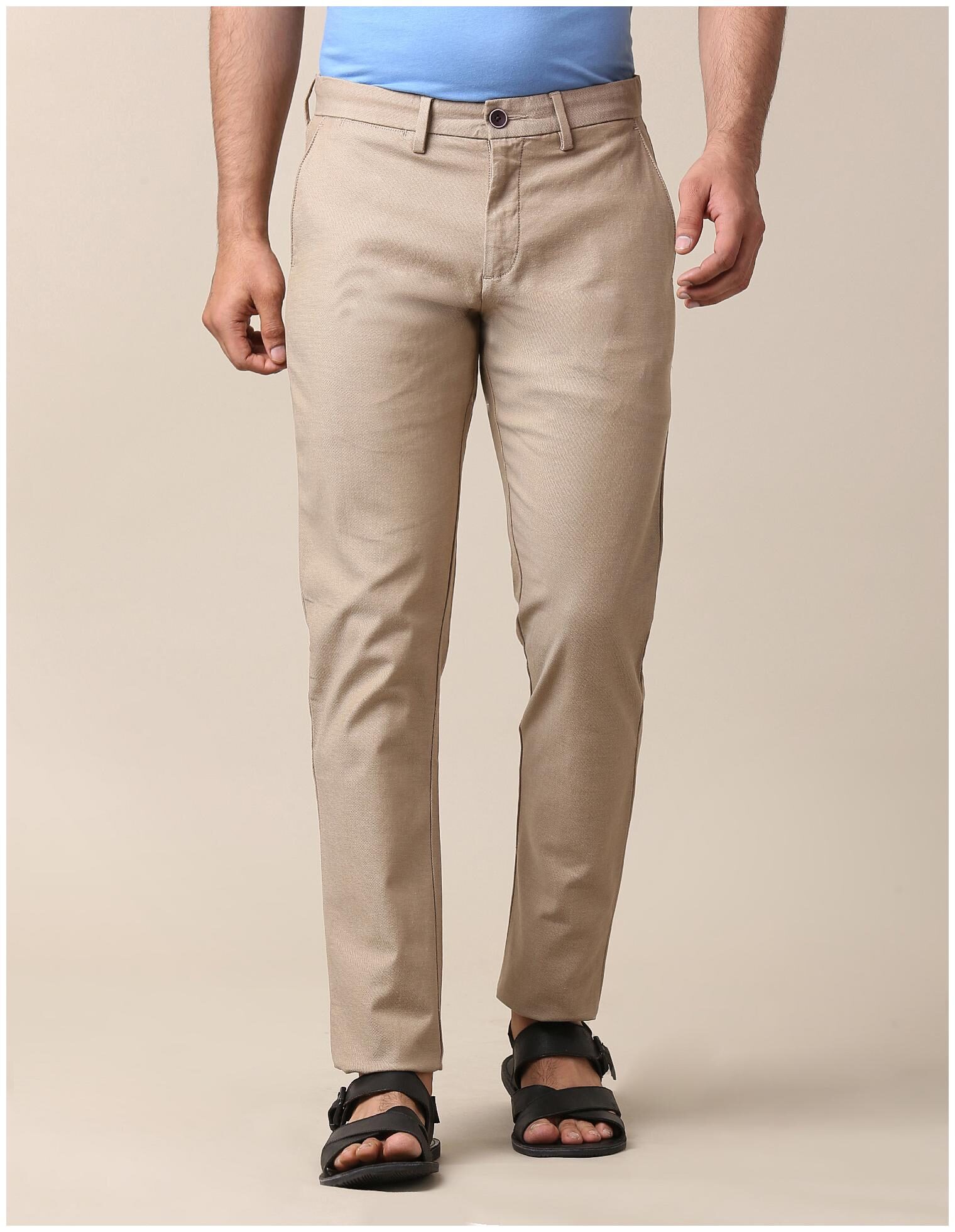 

True Blue Men Brown Solid Slim fit Regular trousers