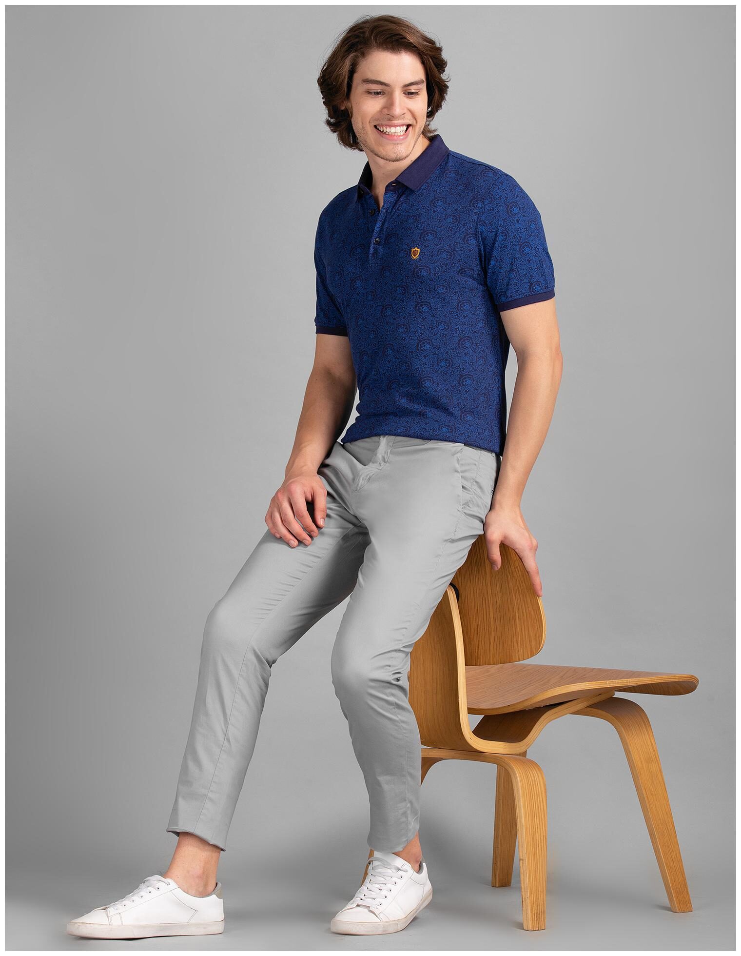 

True Blue Men Grey Solid Slim fit Regular trousers