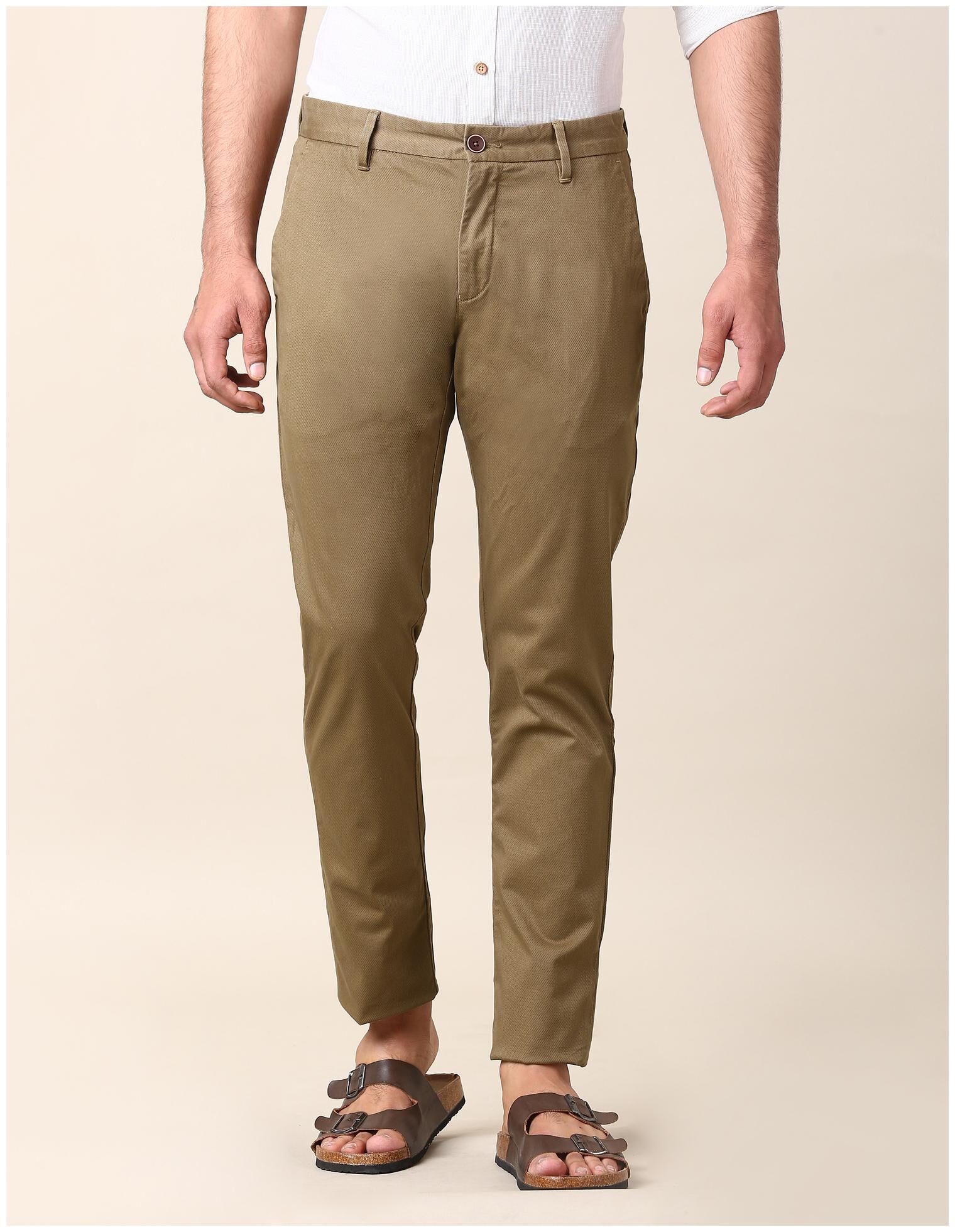 

True Blue Men Printed Slim Fit Formal Trouser - Brown
