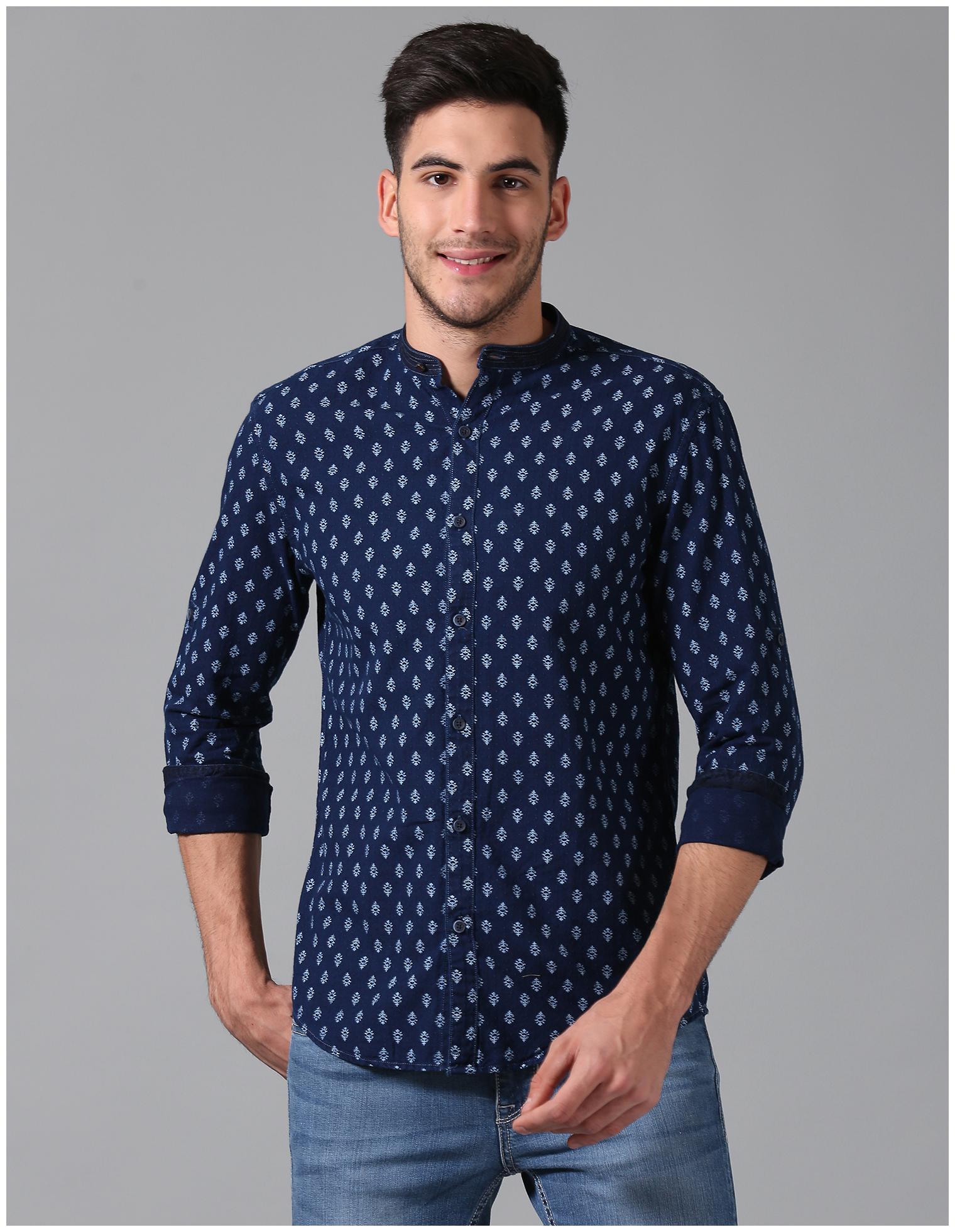 

True Blue Men Blue Printed Slim Fit Casual Shirt