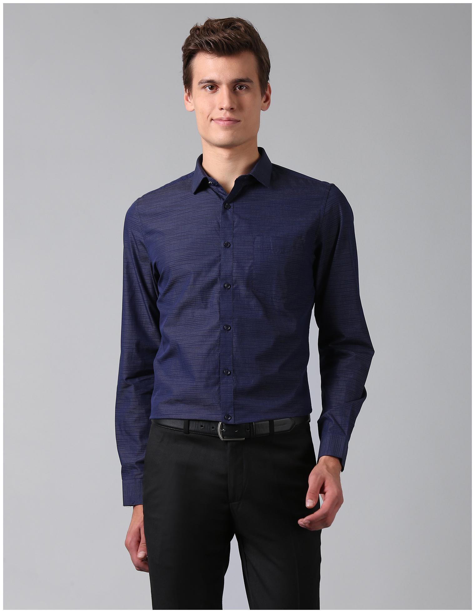 

True Blue Cotton Striped Blue Color Casual Shirt For Men