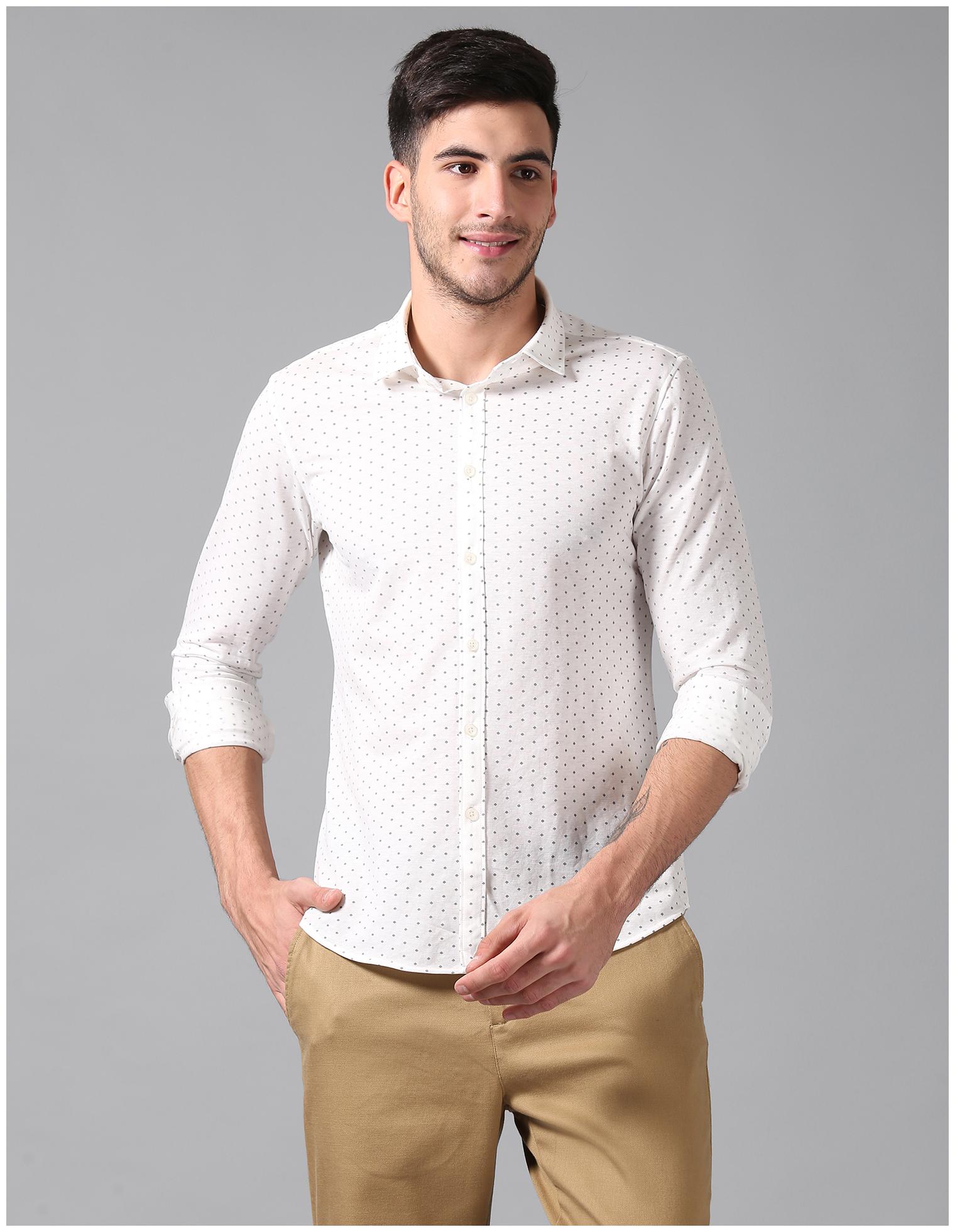 

True Blue Men White Printed Slim Fit Casual Shirt