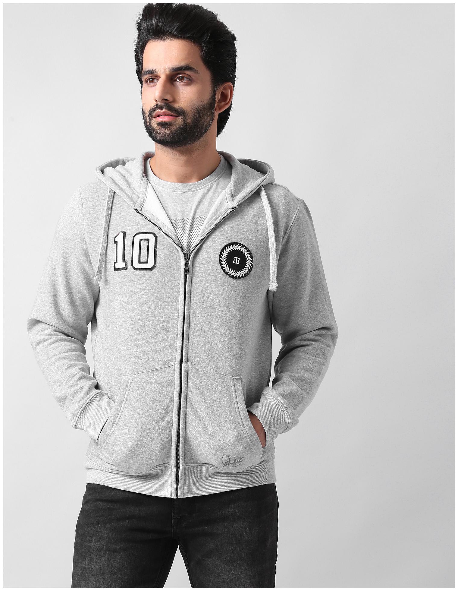 

True Blue Men Grey Hooded Hoodie