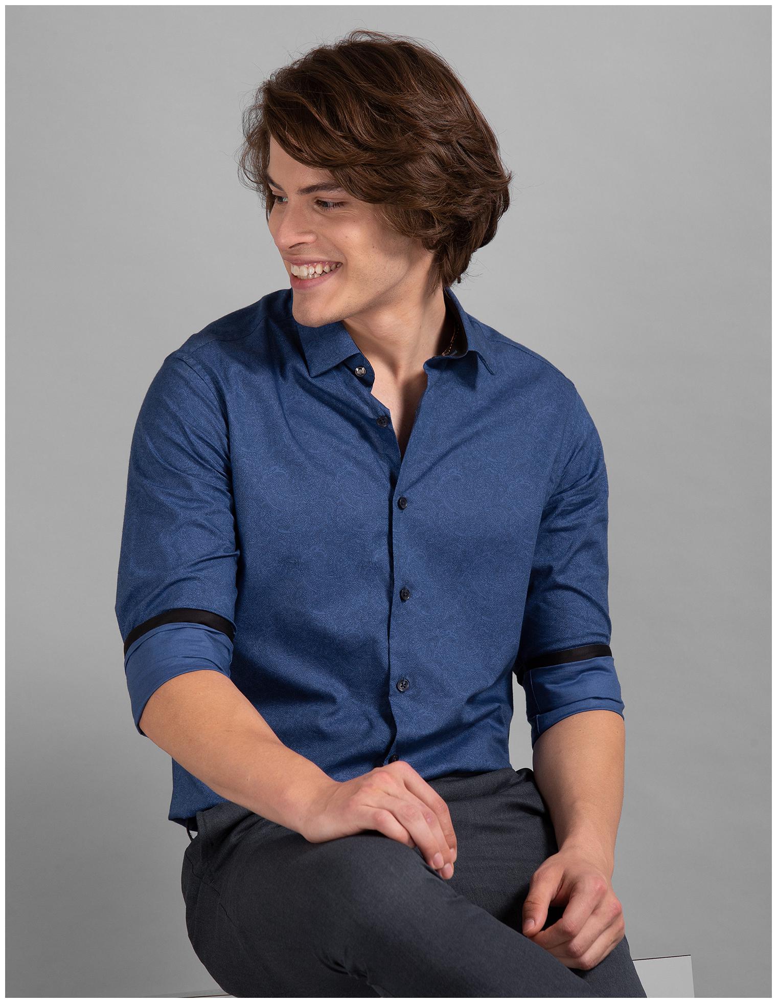 

True Blue Men Blue Printed Slim Fit Casual Shirt