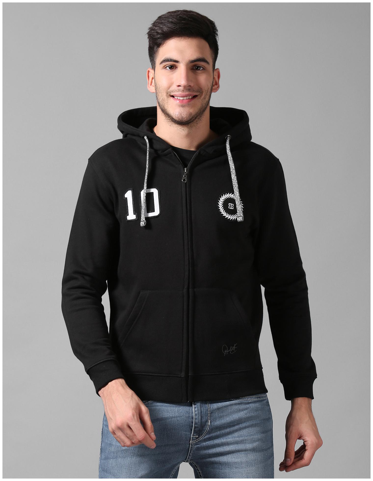 

True Blue Men Black Hooded Hoodie