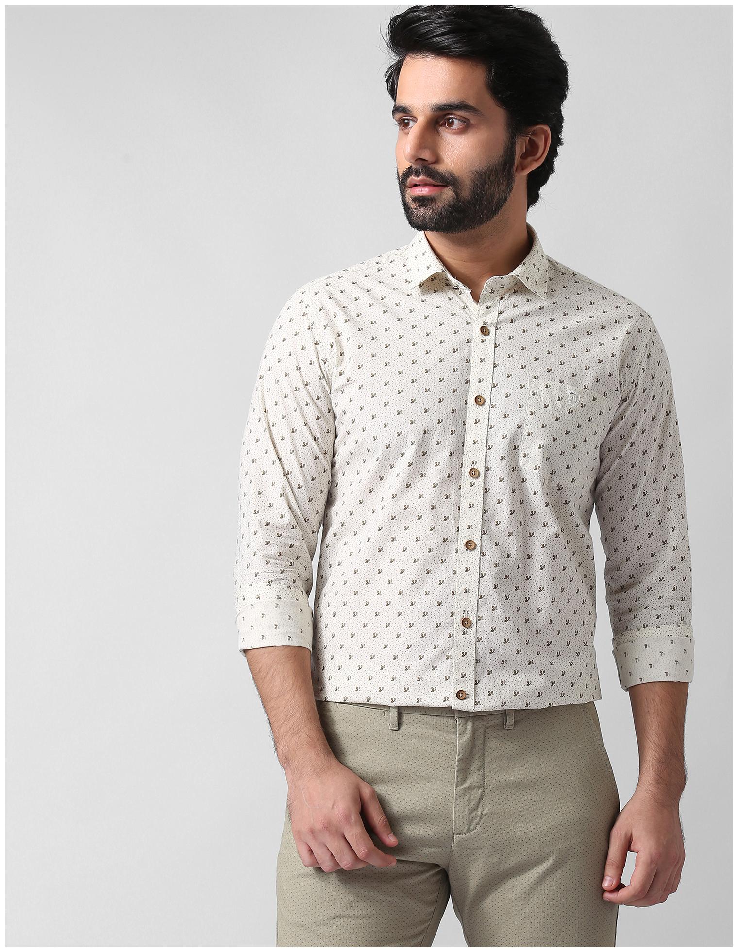 

True Blue Men White Printed Slim Fit Casual Shirt