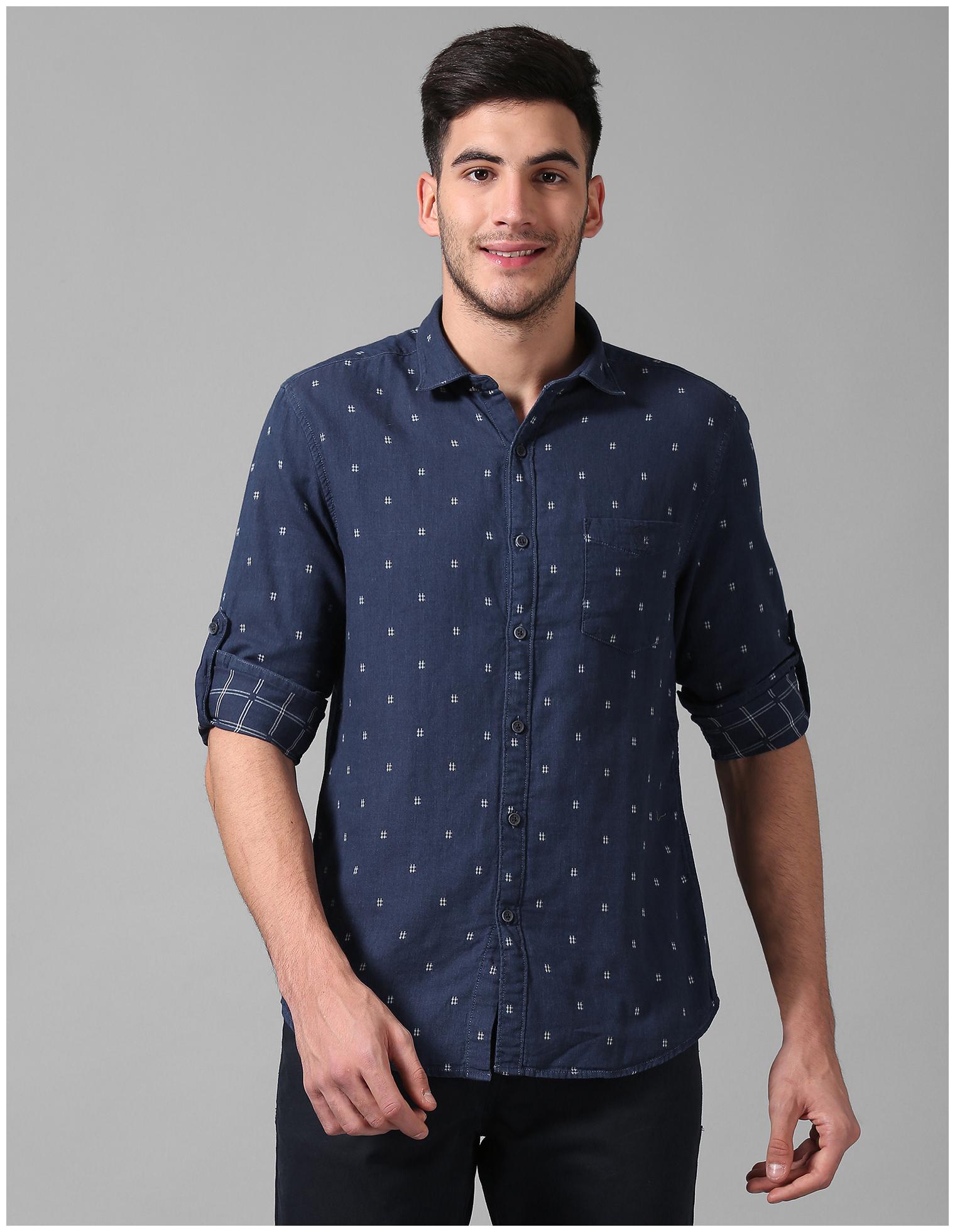 

True Blue Men Blue Printed Slim Fit Casual Shirt