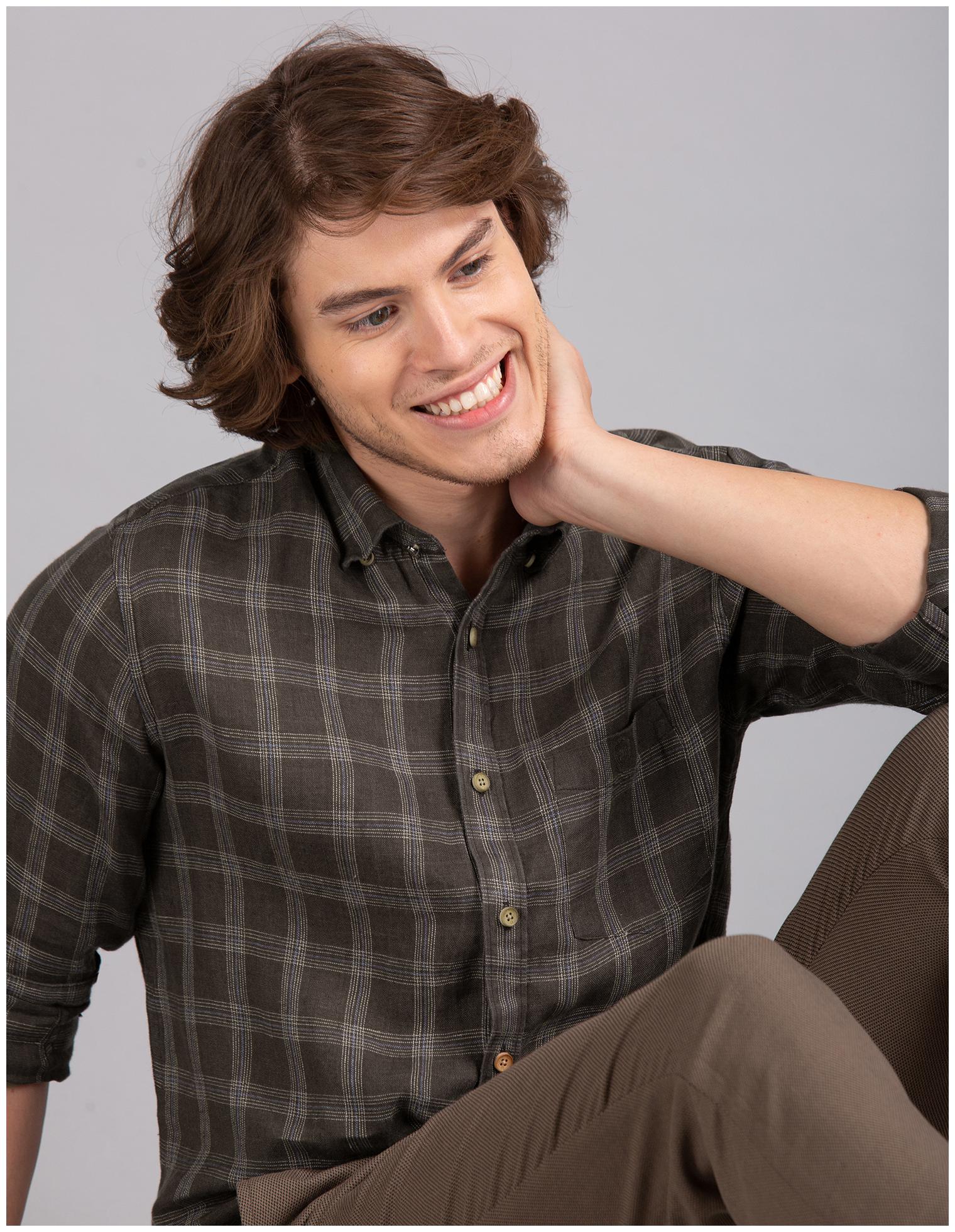 

True Blue Men Brown Checked Slim Fit Casual Shirt
