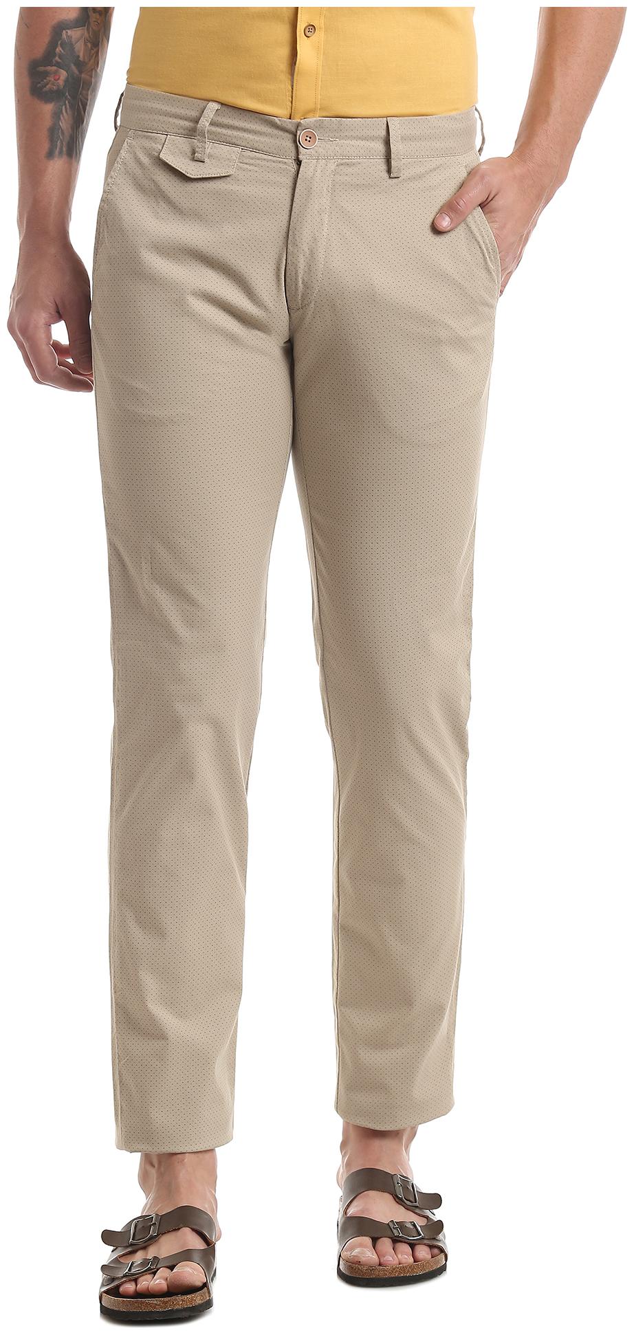 

True Blue Men Beige Printed Slim fit Regular trousers