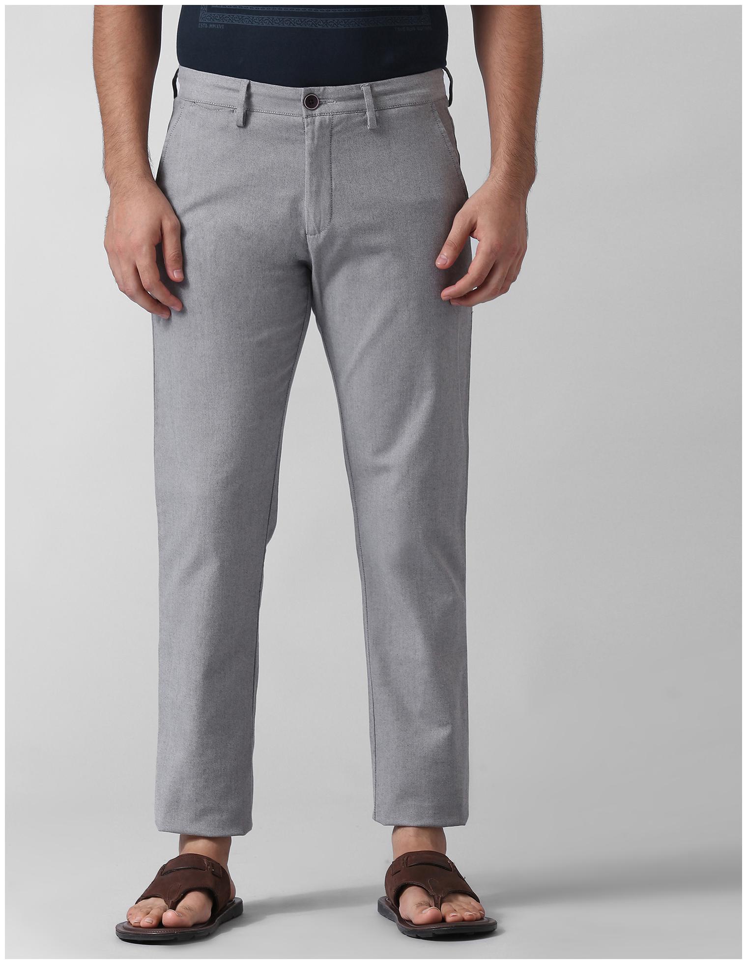 

True Blue Men Solid Slim Fit Formal Trouser - Grey