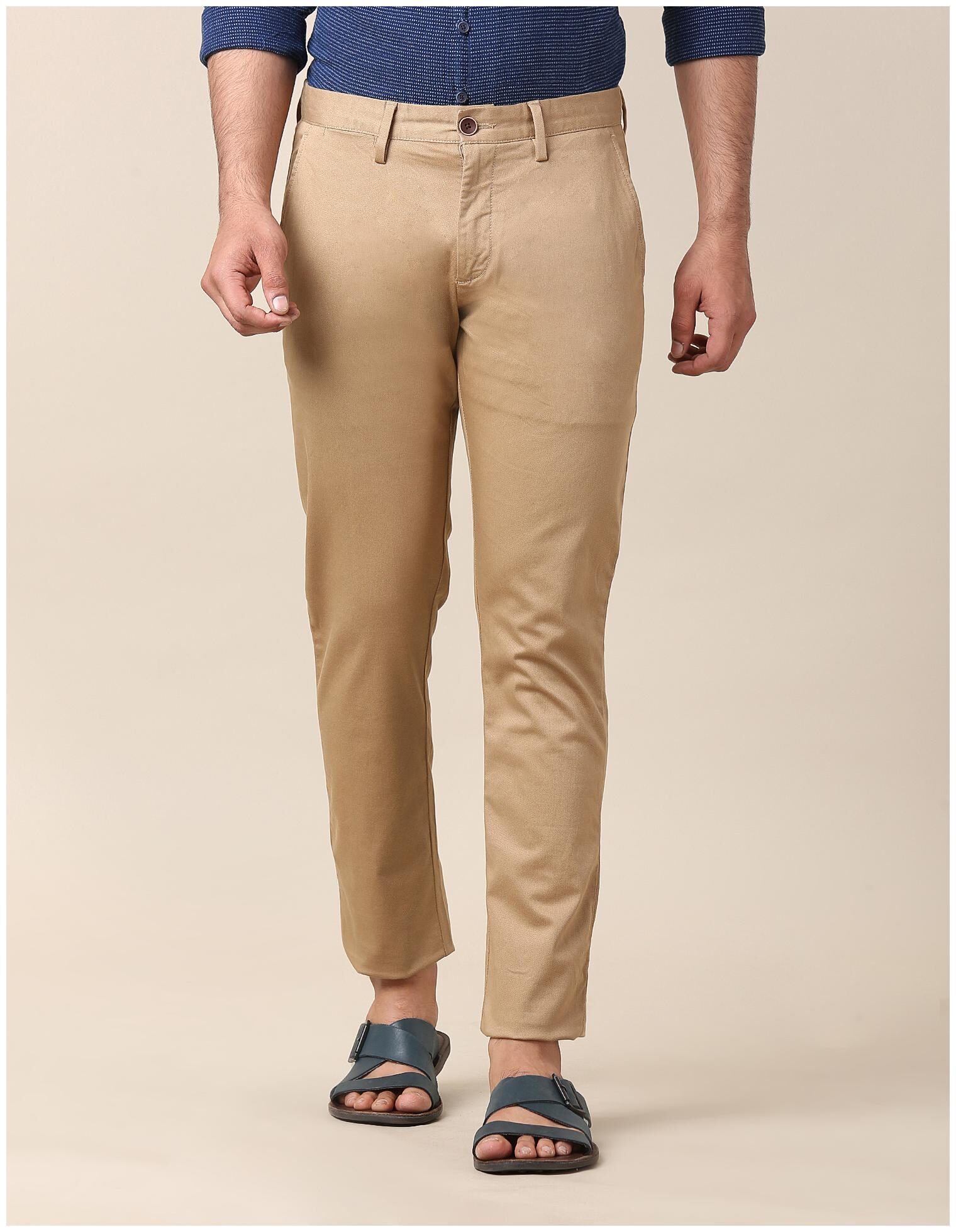 

True Blue Men Brown Printed Slim fit Regular trousers