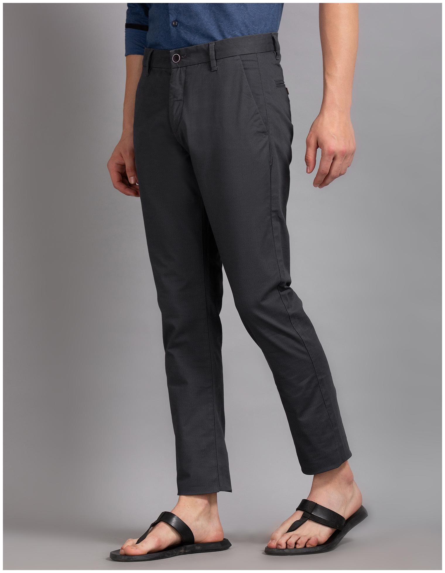 

True Blue Men Grey Printed Slim fit Regular trousers