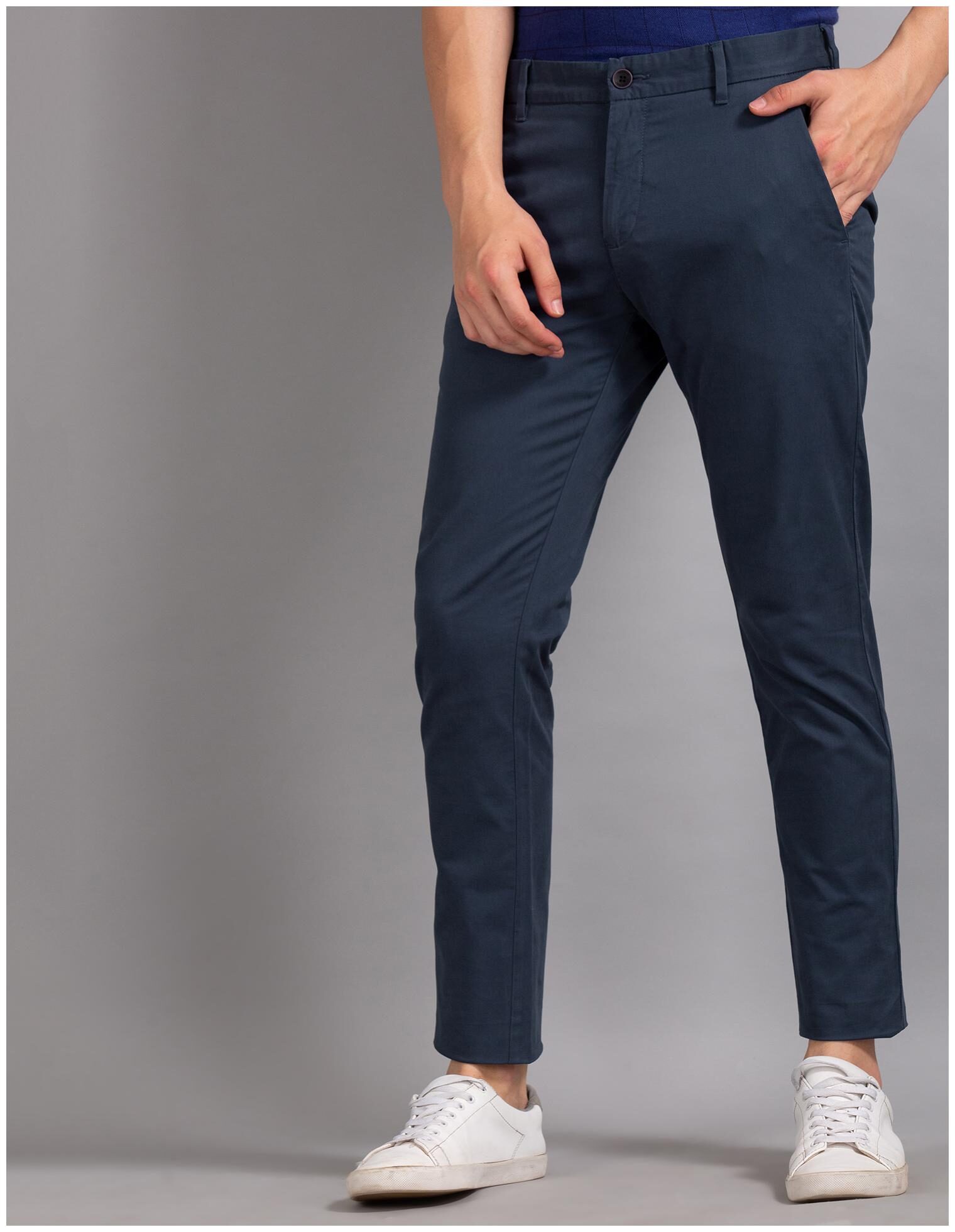 

True Blue Men Blue Solid Slim fit Regular trousers