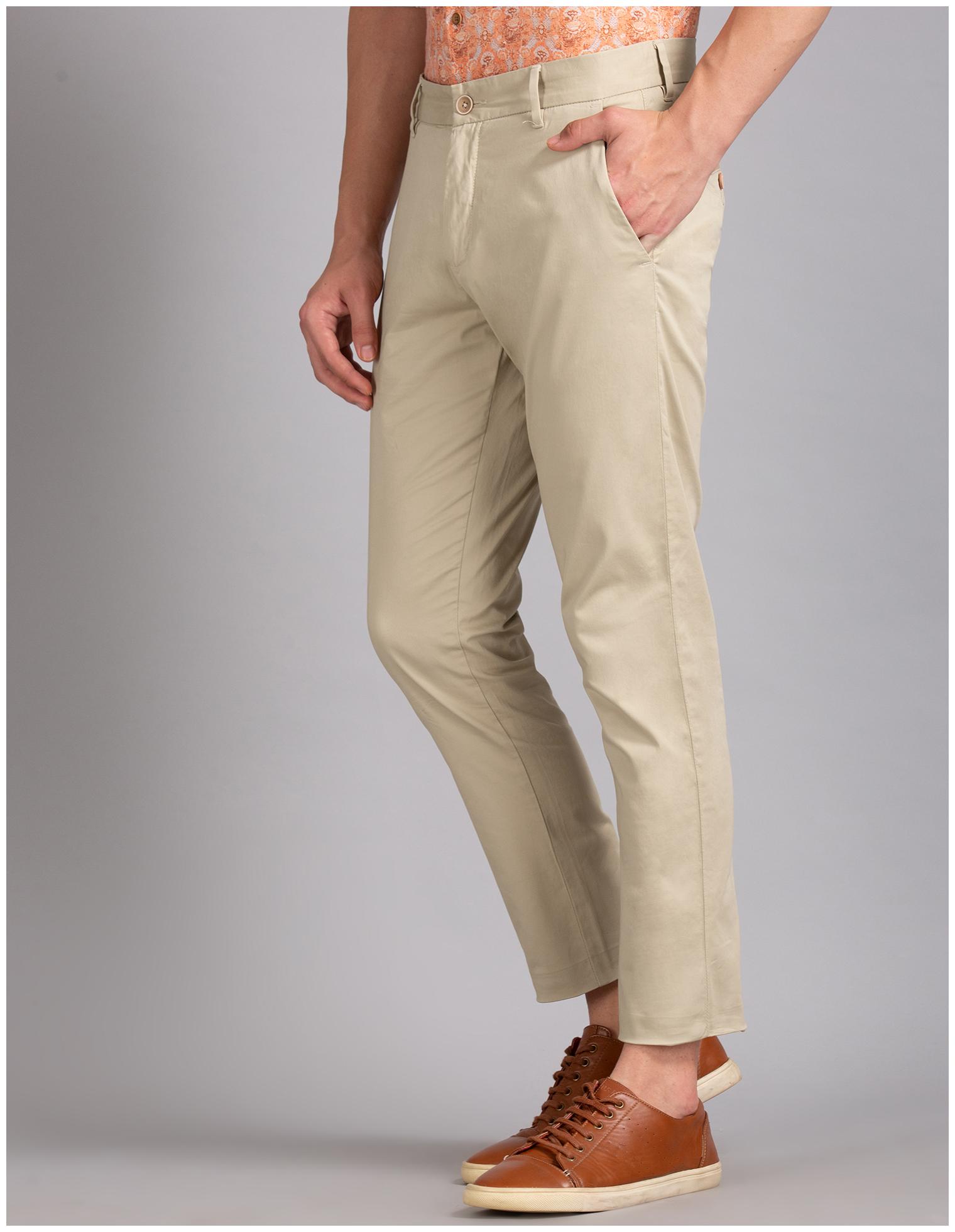 

True Blue Men Beige Solid Slim fit Regular trousers