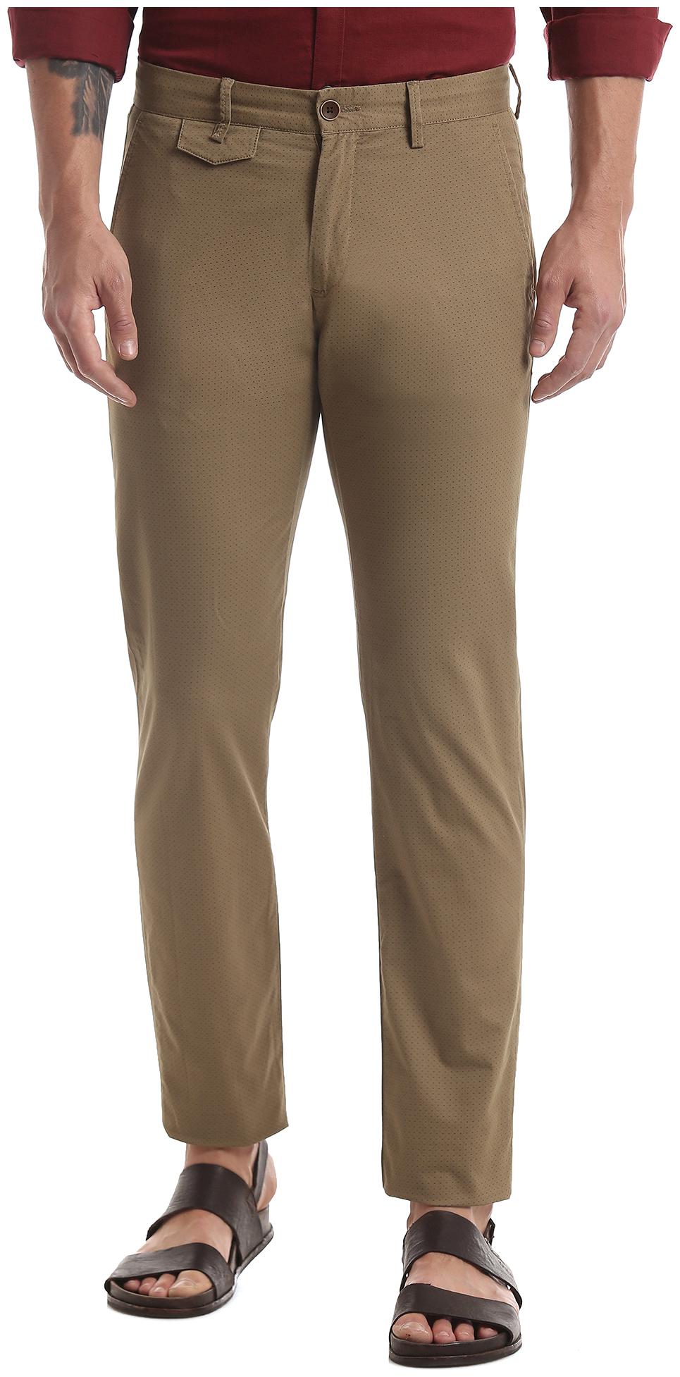 

True Blue Men Brown Printed Slim fit Regular trousers