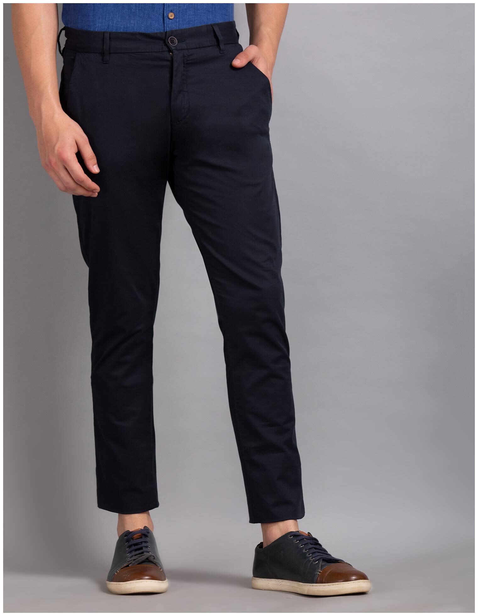 

True Blue Men Blue Solid Slim fit Regular trousers