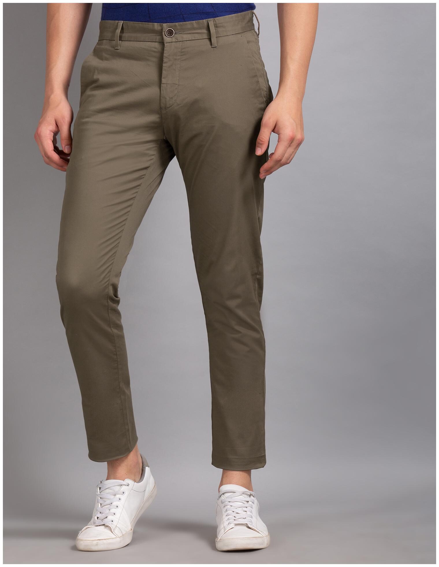 

True Blue Men Brown Solid Slim fit Regular trousers