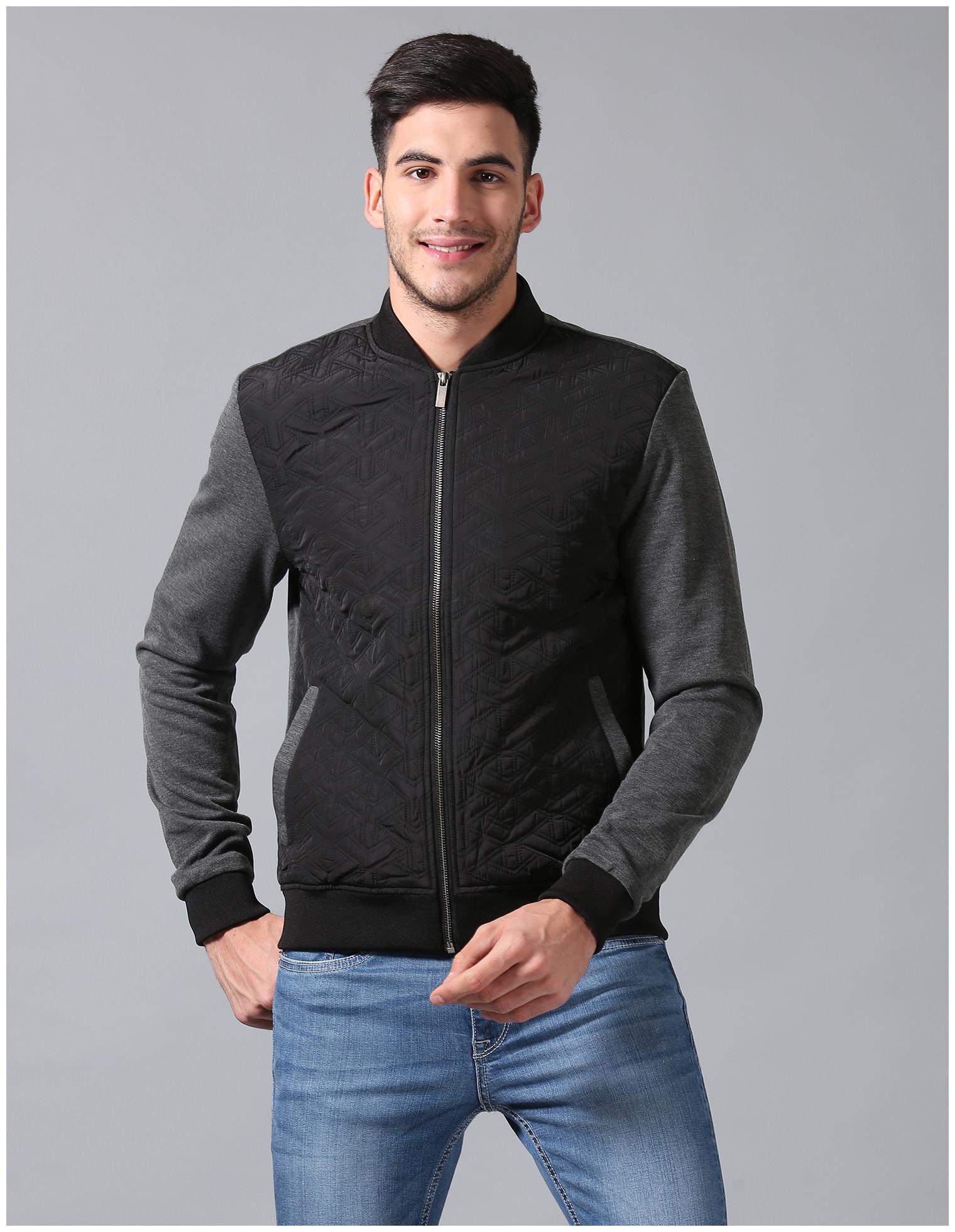 

True Blue Men Grey Colorblocked Bomber jacket
