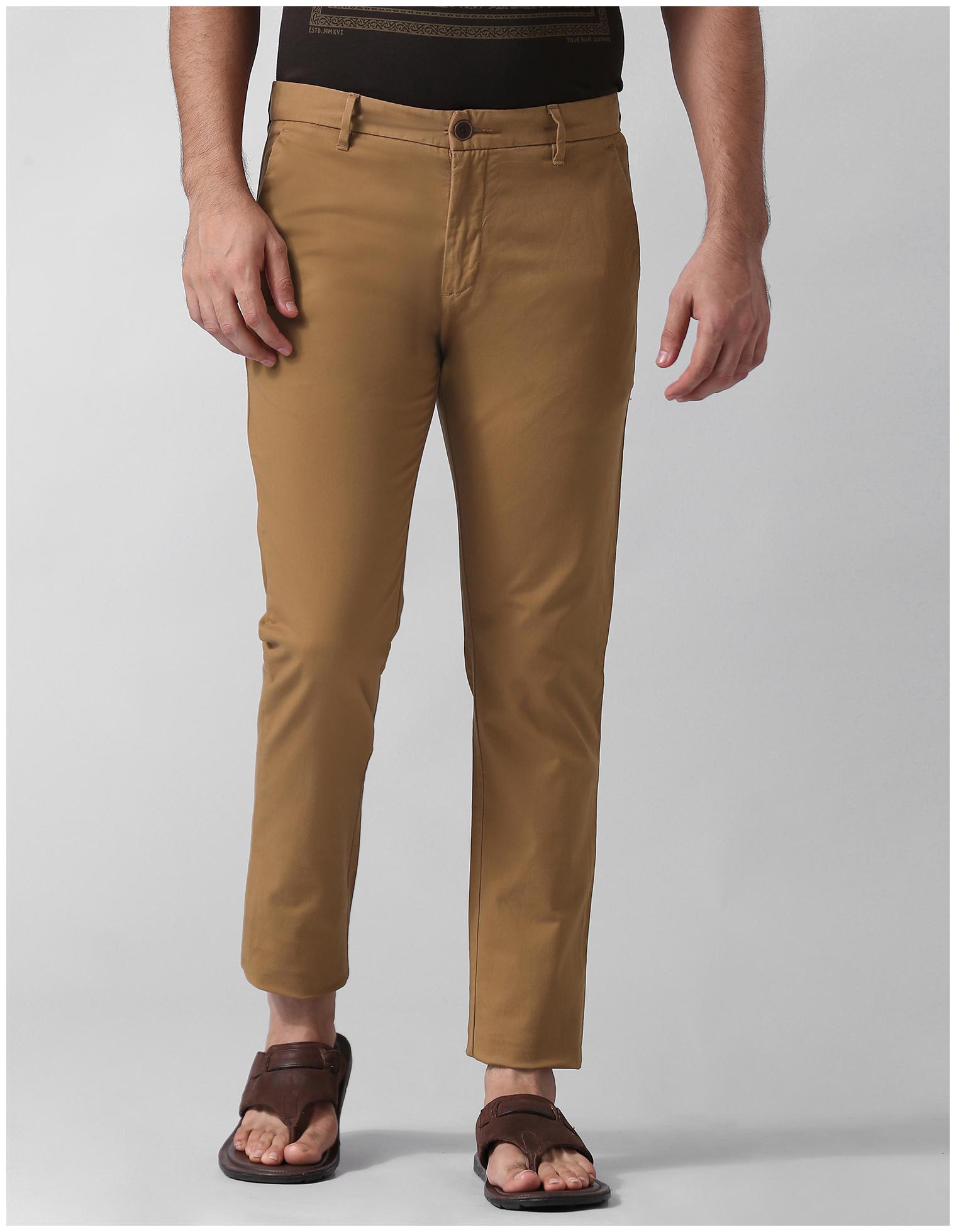 

True Blue Men Brown Solid Slim fit Regular trousers