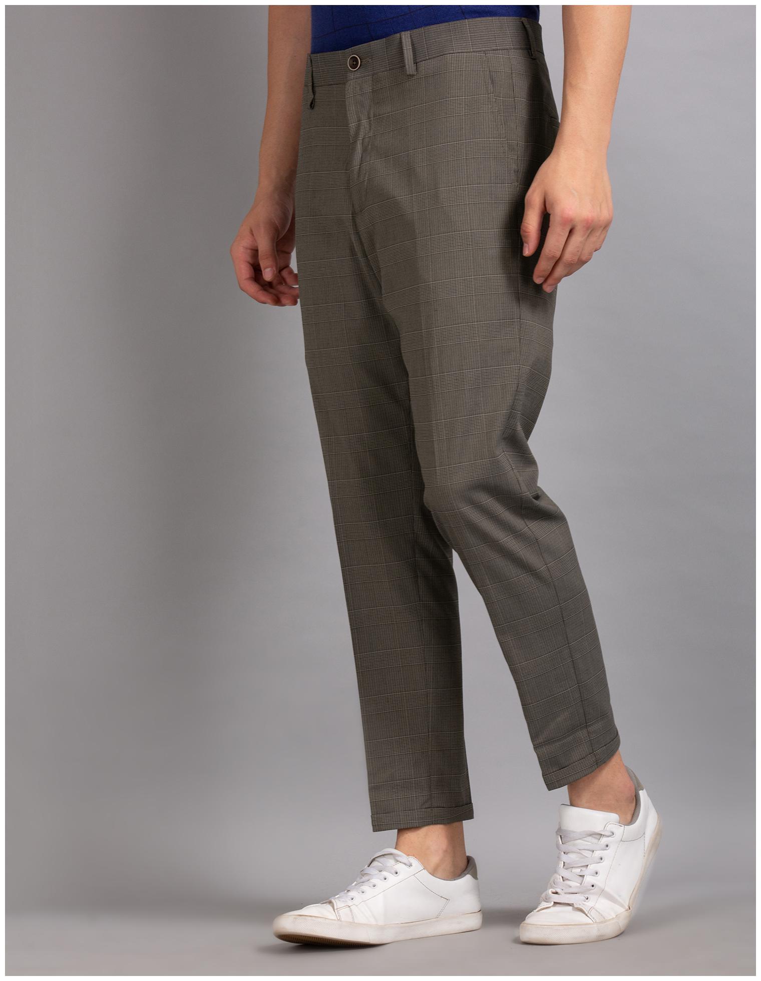 

True Blue Men Brown Checked Slim fit Regular trousers