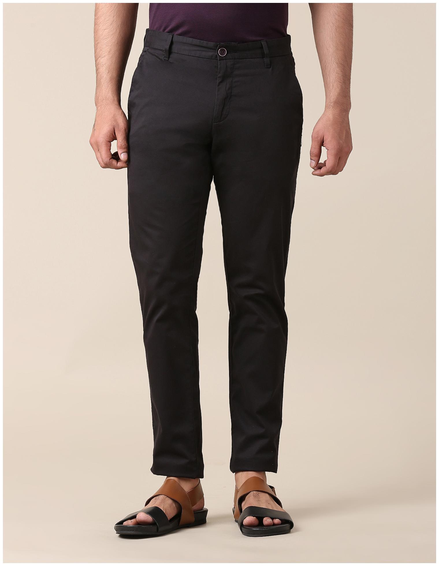 

True Blue Men Black Solid Slim fit Regular trousers