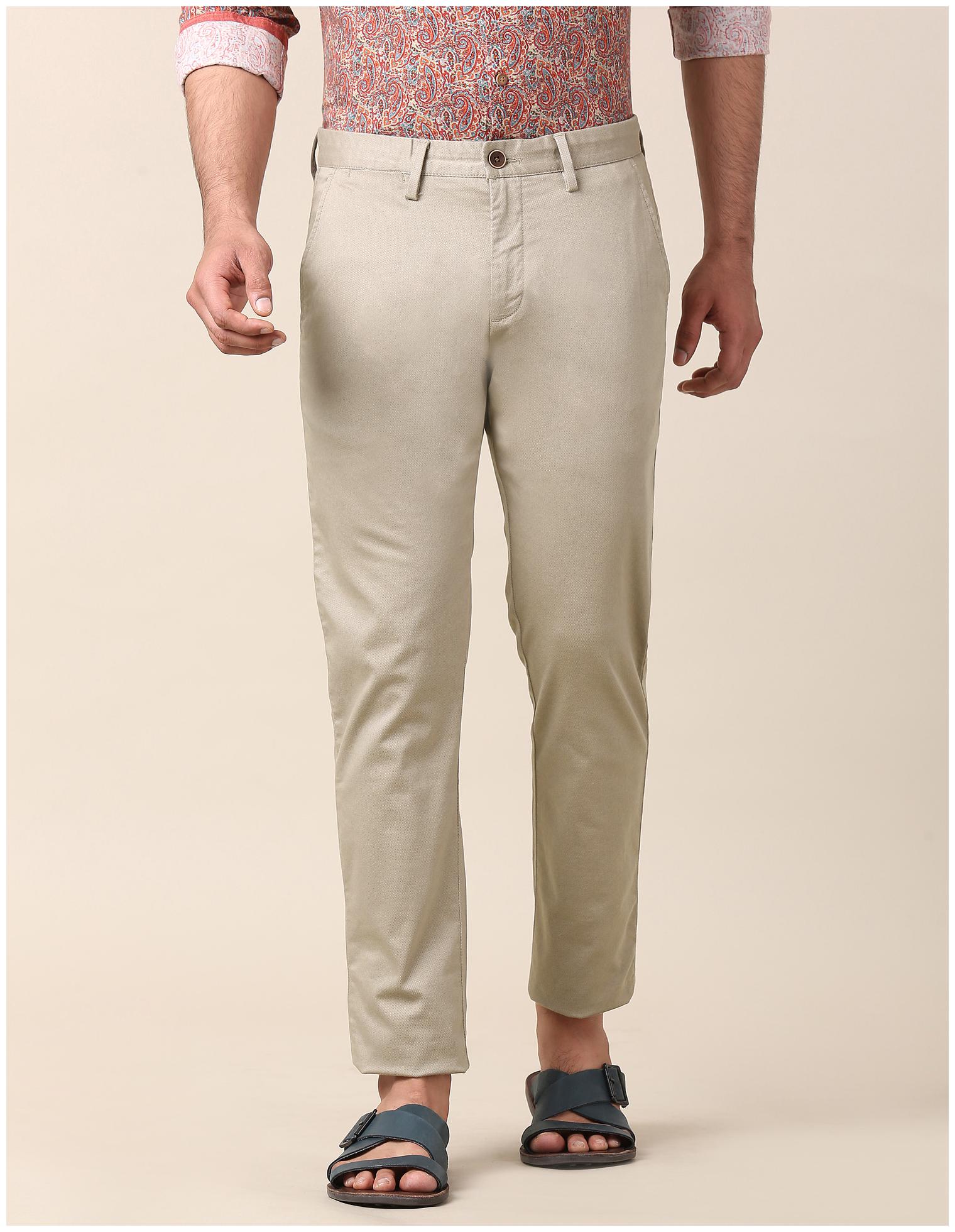

True Blue Men Solid Slim Fit Formal Trouser - Beige