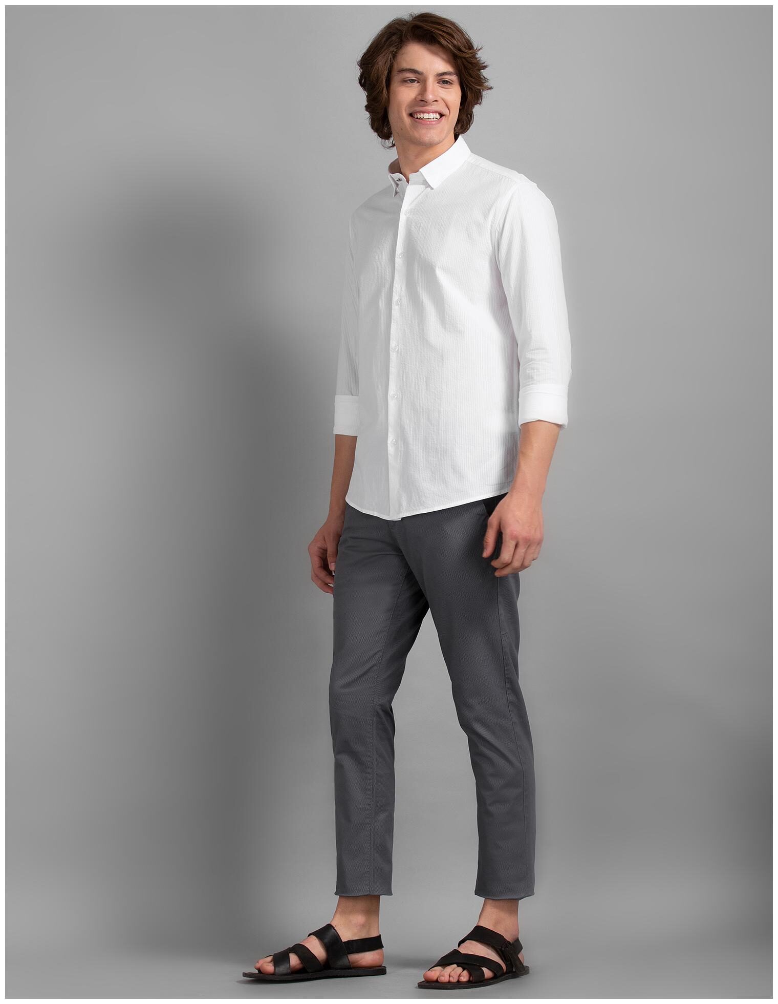 

True Blue Men Grey Printed Slim fit Regular trousers